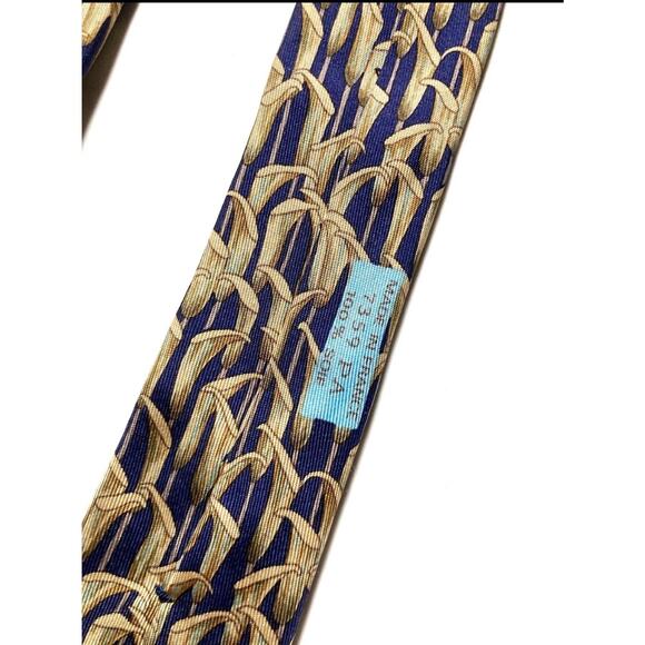 HERMES VINTAGE JACK IN THE PULPIT FLOWER TIE PLANT NATURE HIGH END FRANCE BLUE - Picture 4 of 12
